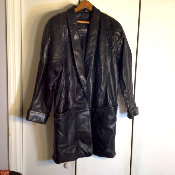 Vintage Wilson Leather Womens Black Coat Sz S One Button Shawl Collar Classic - Picture 1 of 10